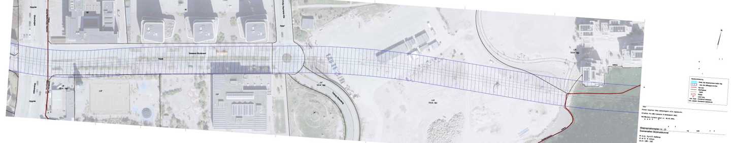 Ekspropriationsplan nr. 15 for en delstrækning af tunnelen vedr. lb.nr. 189-192. Ekspropriationsplanen viser areal der pålægges en servitut langs tunnelens tracé.